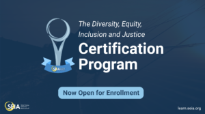 graphic showing the DEIJ certification program logo