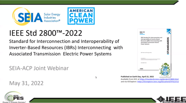 Interconnection Standard for Large-Scale Solar, Wind, and Energy Storage