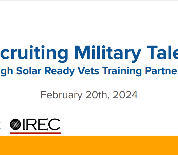 Recruiting Military Talent through Solar Ready Vets Training Partnerships