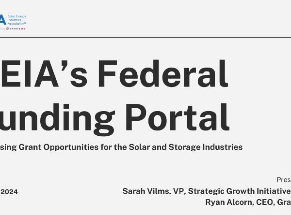 SEIA’s Federal Funding Portal Webinar